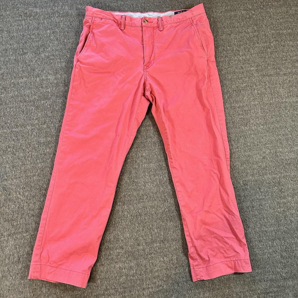 Polo Ralph Lauren Mens Pink Chino Pants 34x34 Fits 35x27 Stretch Twill Straight